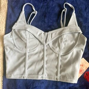 SHEIN Pale Blue Longline Bralette Crop Top